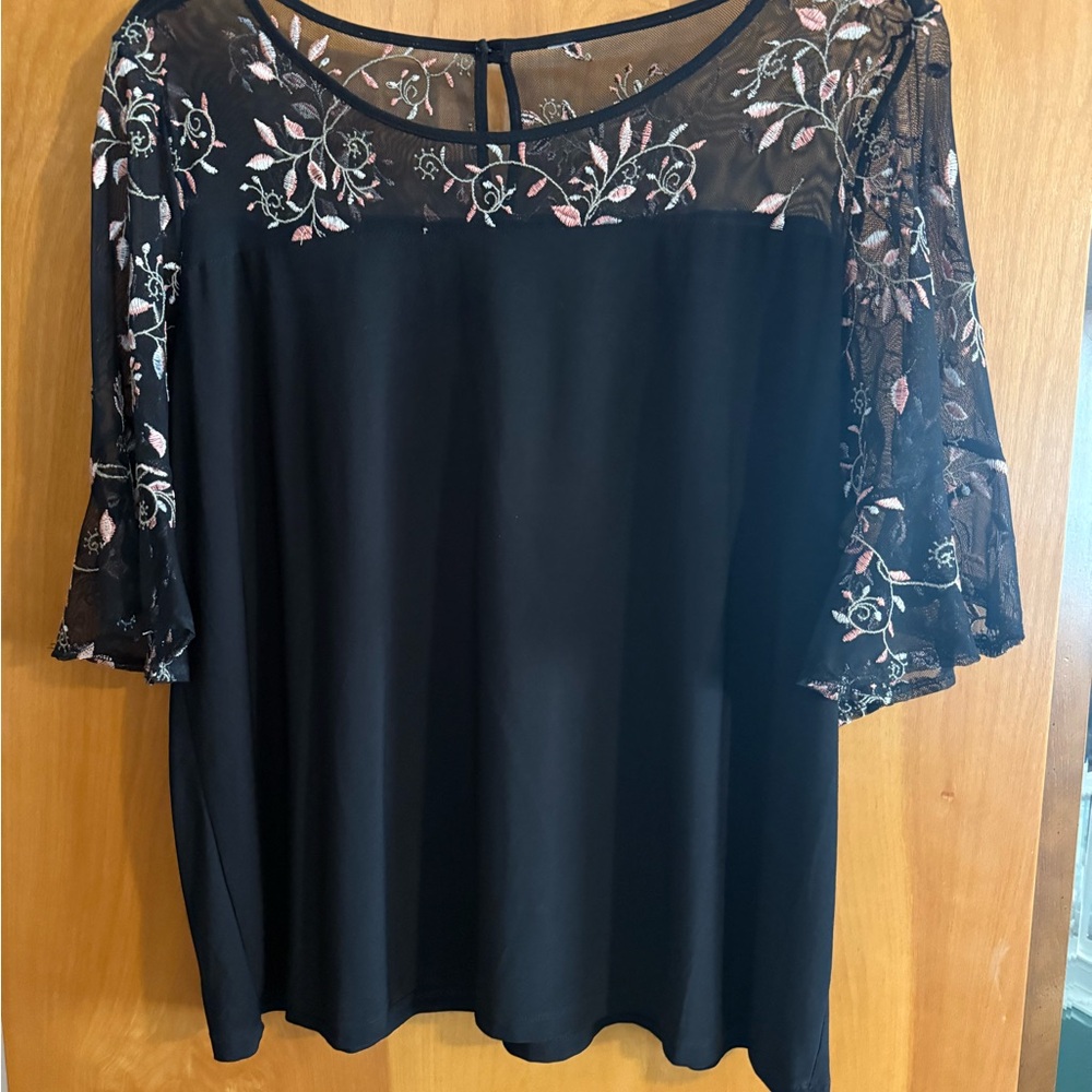 Elegant Black Floral Lace Women's Top